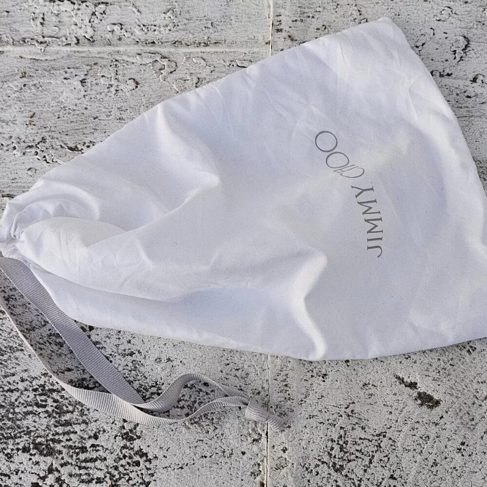 Jimmy Choo Dust Bag White Polyester Storage Bag Draw String Made in Italy - Picture 6 of 10